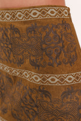 BRONZED TAPESTRY WHIM FAUX SUEDE SKIRT - Flying Tomato - Flyclothing LLC