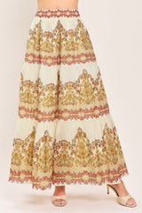 GILDED SCROLL PRINT WOVEN MAXI SKIRT - Flying Tomato - Flyclothing LLC