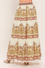 GILDED SCROLL PRINT WOVEN MAXI SKIRT - Flying Tomato - Flyclothing LLC