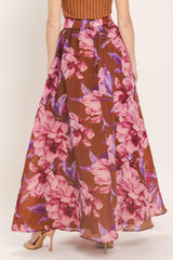 PLUM BLOSSOM WOVEN FULL MAXI SKIRT