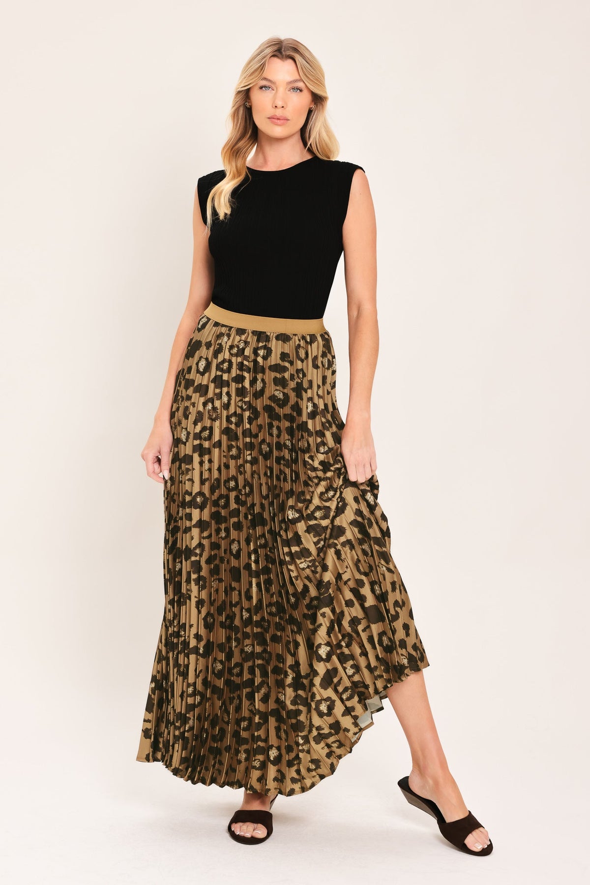 GOLDEN LEOPARD WOVEN MAXI SKIRT - Flying Tomato - Flyclothing LLC