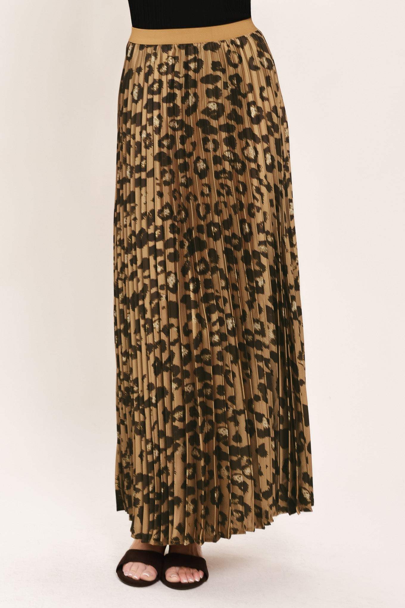 GOLDEN LEOPARD WOVEN MAXI SKIRT