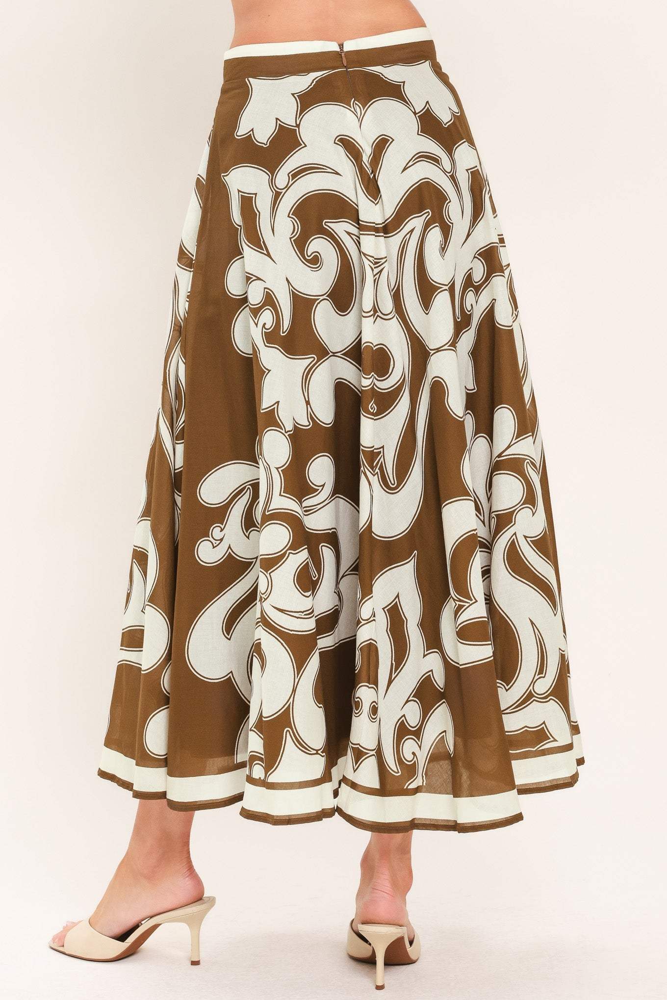 COFFEE CREAM BORDER CIRCLE SKIRT