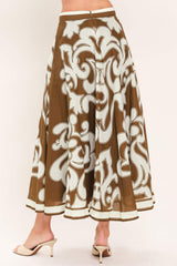 COFFEE CREAM BORDER CIRCLE SKIRT