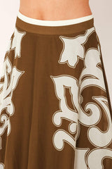COFFEE CREAM BORDER CIRCLE SKIRT
