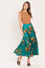LAGOON FLOWER CHERISH WOVEN MIDI CIRCLE SKIRT - Flying Tomato - Flyclothing LLC