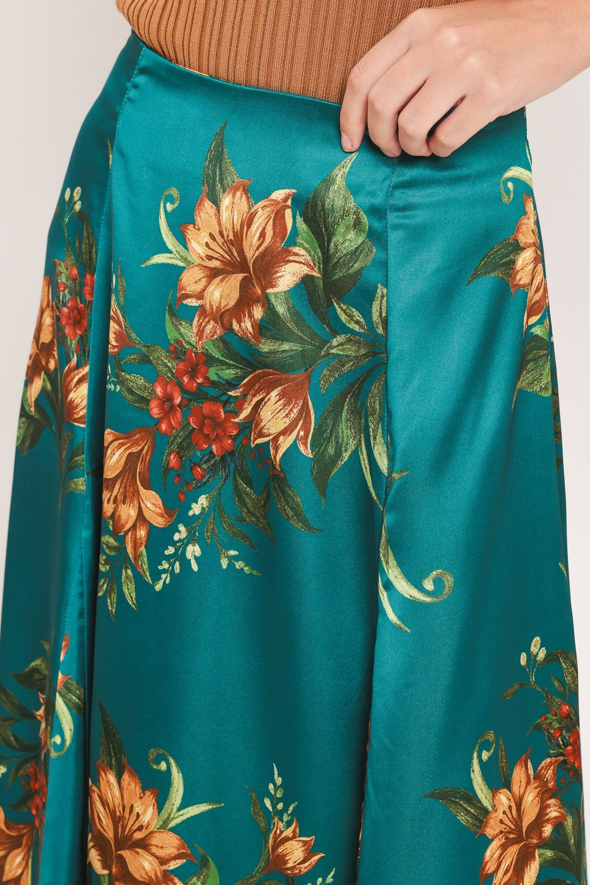 LAGOON FLOWER CHERISH WOVEN MIDI CIRCLE SKIRT - Flying Tomato - Flyclothing LLC