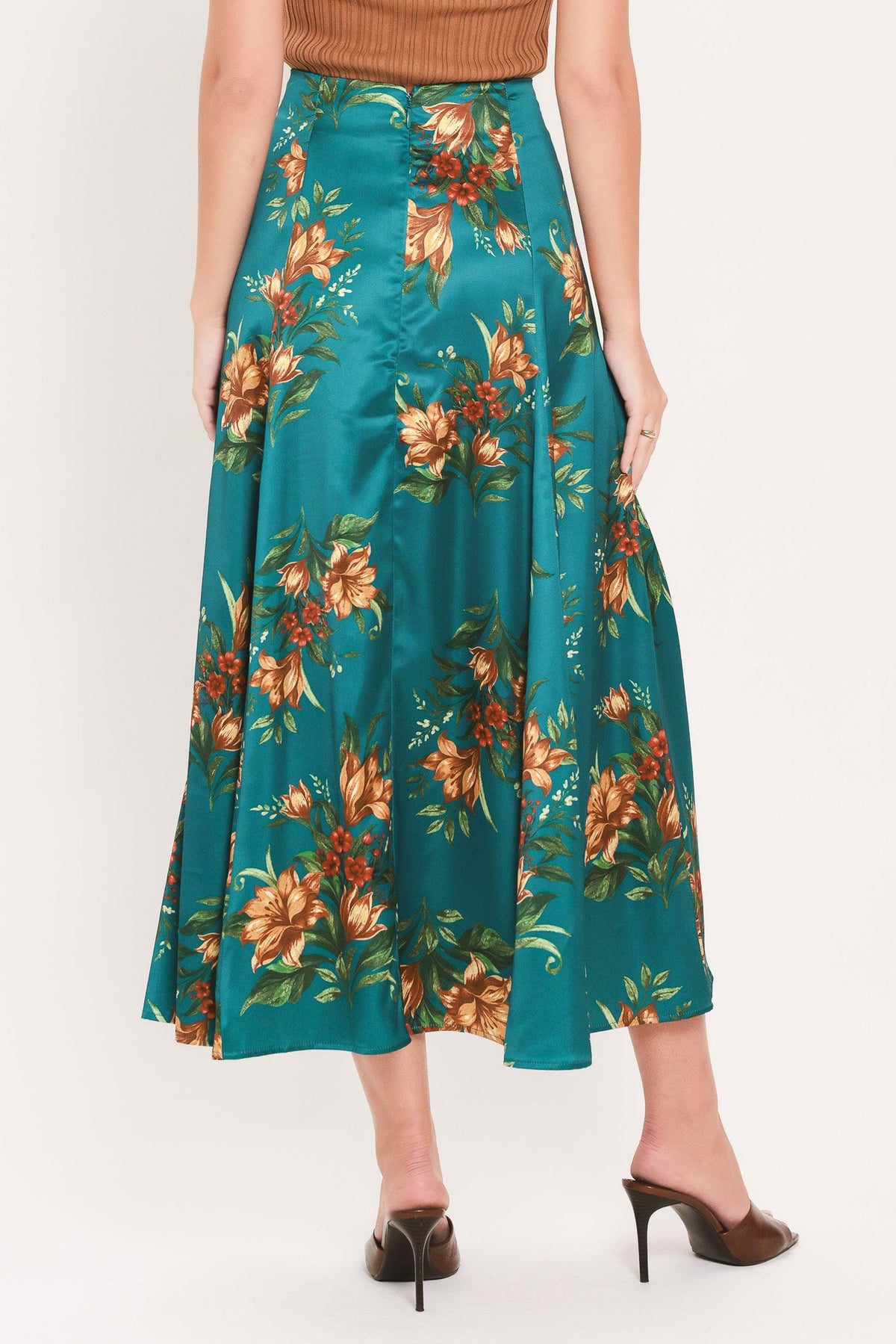 LAGOON FLOWER CHERISH WOVEN MIDI CIRCLE SKIRT - Flying Tomato - Flyclothing LLC