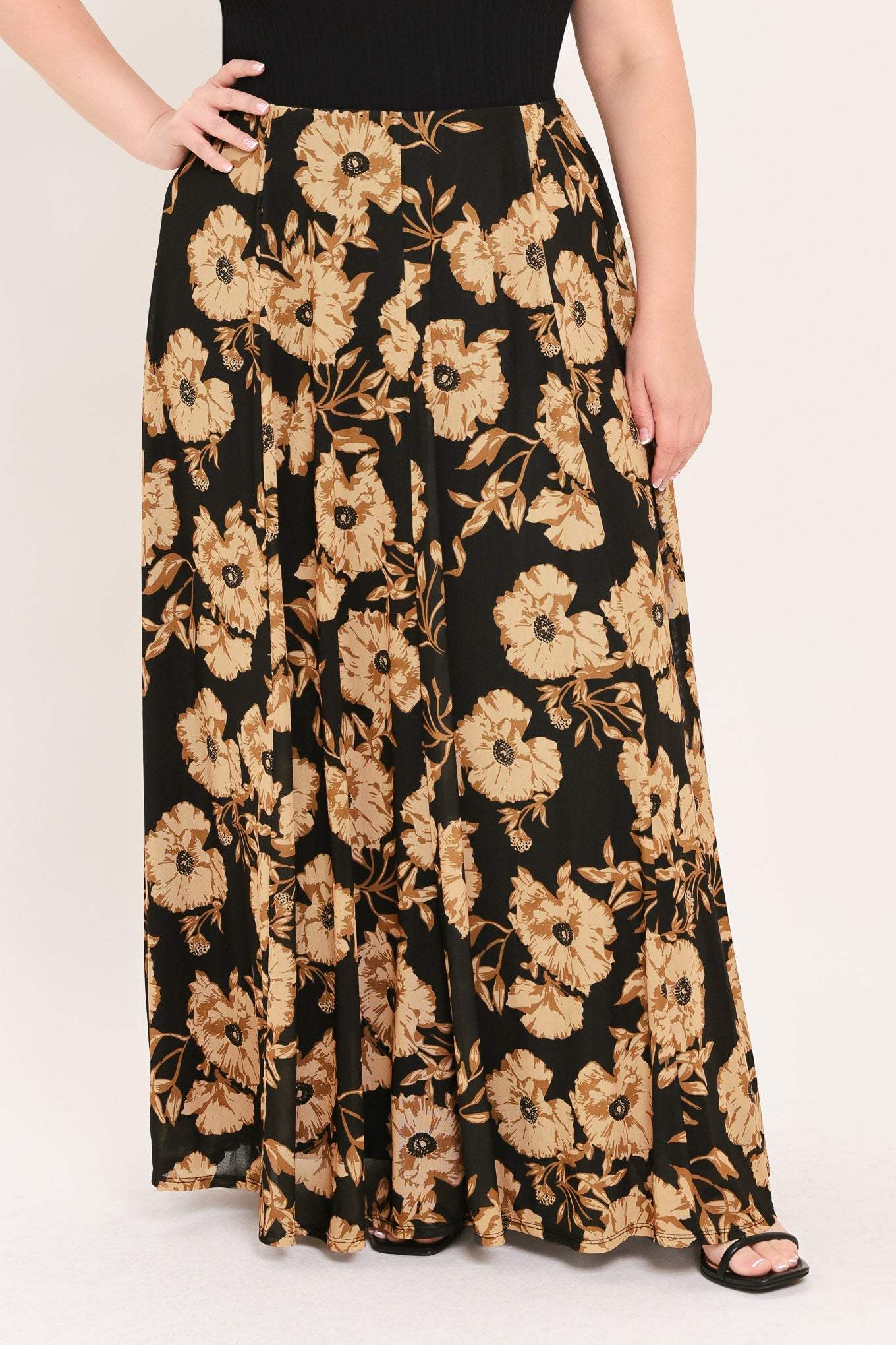 EARTHEN FLOWER FANTASY POWER MESH FULL MAXI SKIRT - Flying Tomato - Flyclothing LLC