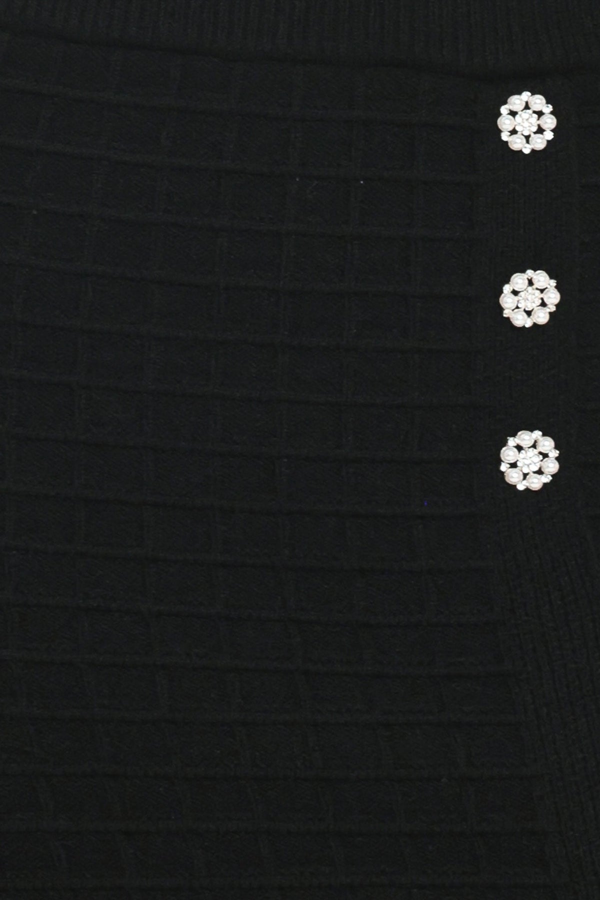POLISHED MOMENT BLACK BUTTON-SLIT SWEATER MIDI SKIRT - Flying Tomato - Flyclothing LLC