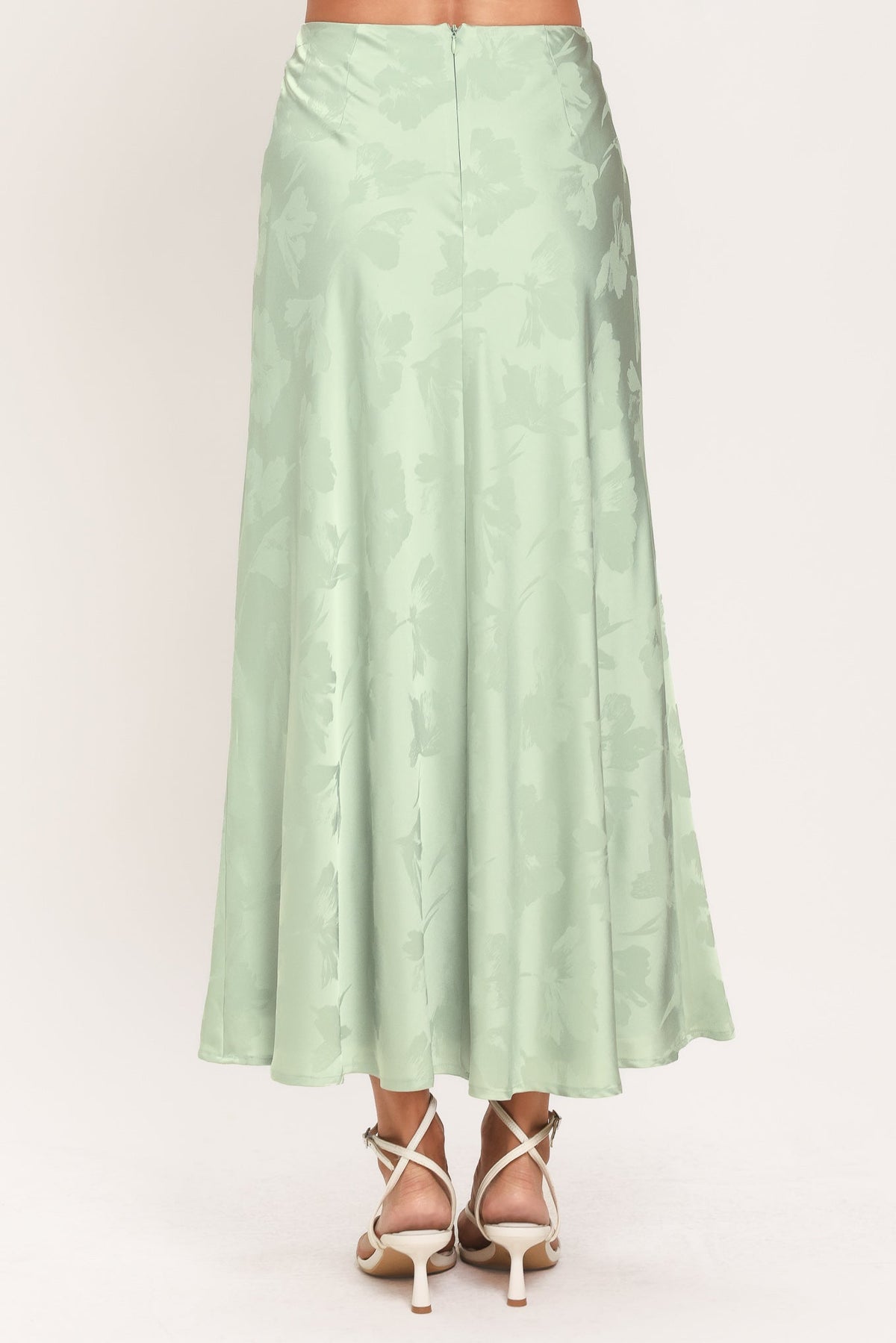 BURGUNDY DYNASTY JACQUARD SATIN MIDI SKIRT - Flying Tomato - Flyclothing LLC