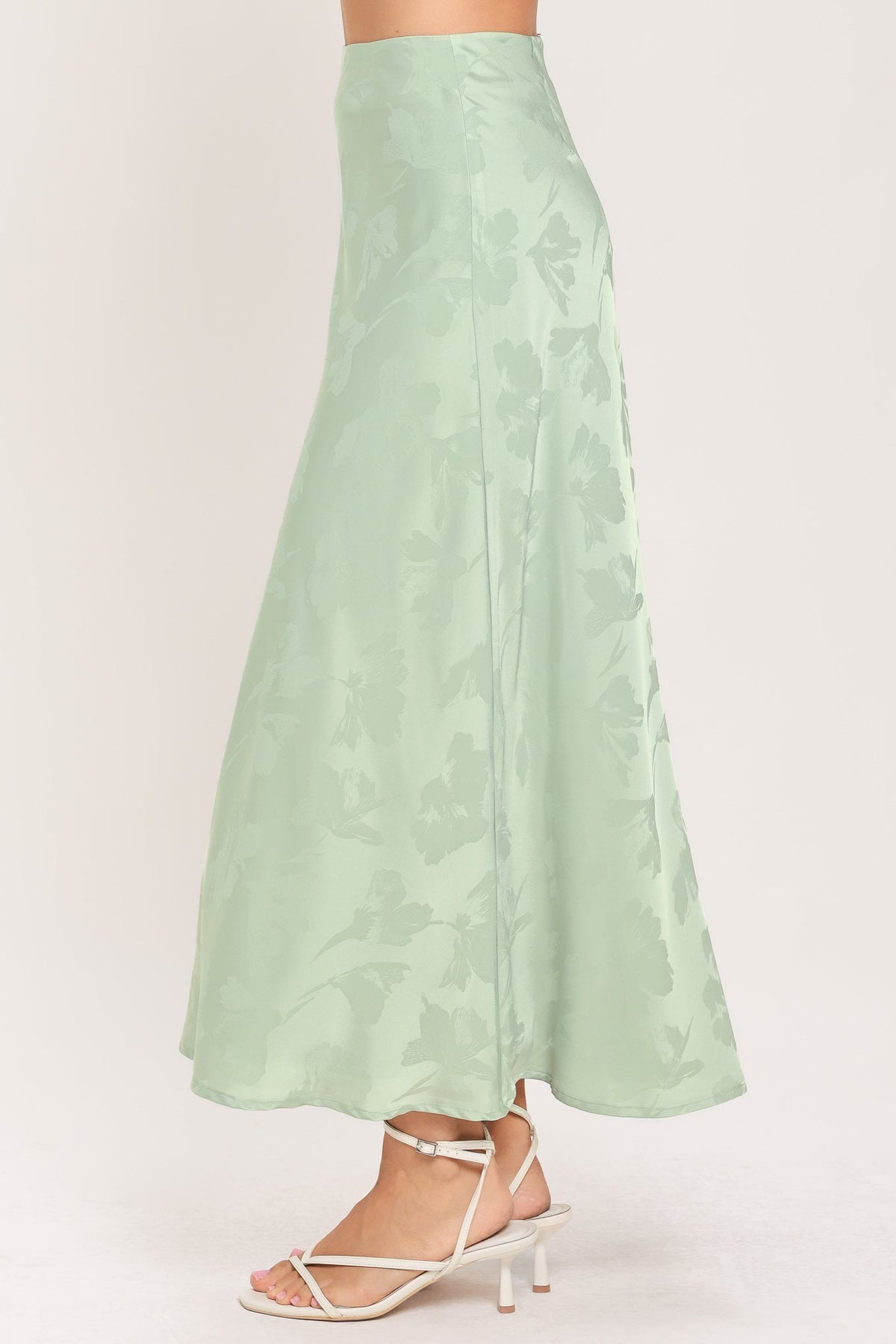 BURGUNDY DYNASTY JACQUARD SATIN MIDI SKIRT - Flying Tomato - Flyclothing LLC