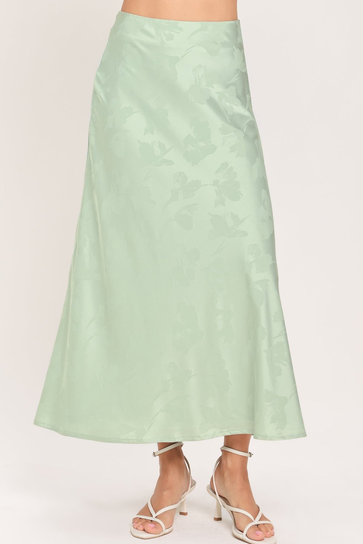 BURGUNDY DYNASTY JACQUARD SATIN MIDI SKIRT - Flying Tomato - Flyclothing LLC