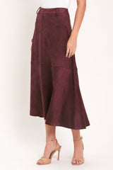 WINEBERRY MEADOW MUSE FAUX SUEDE MIDI SKIRT - Flying Tomato - Flyclothing LLC