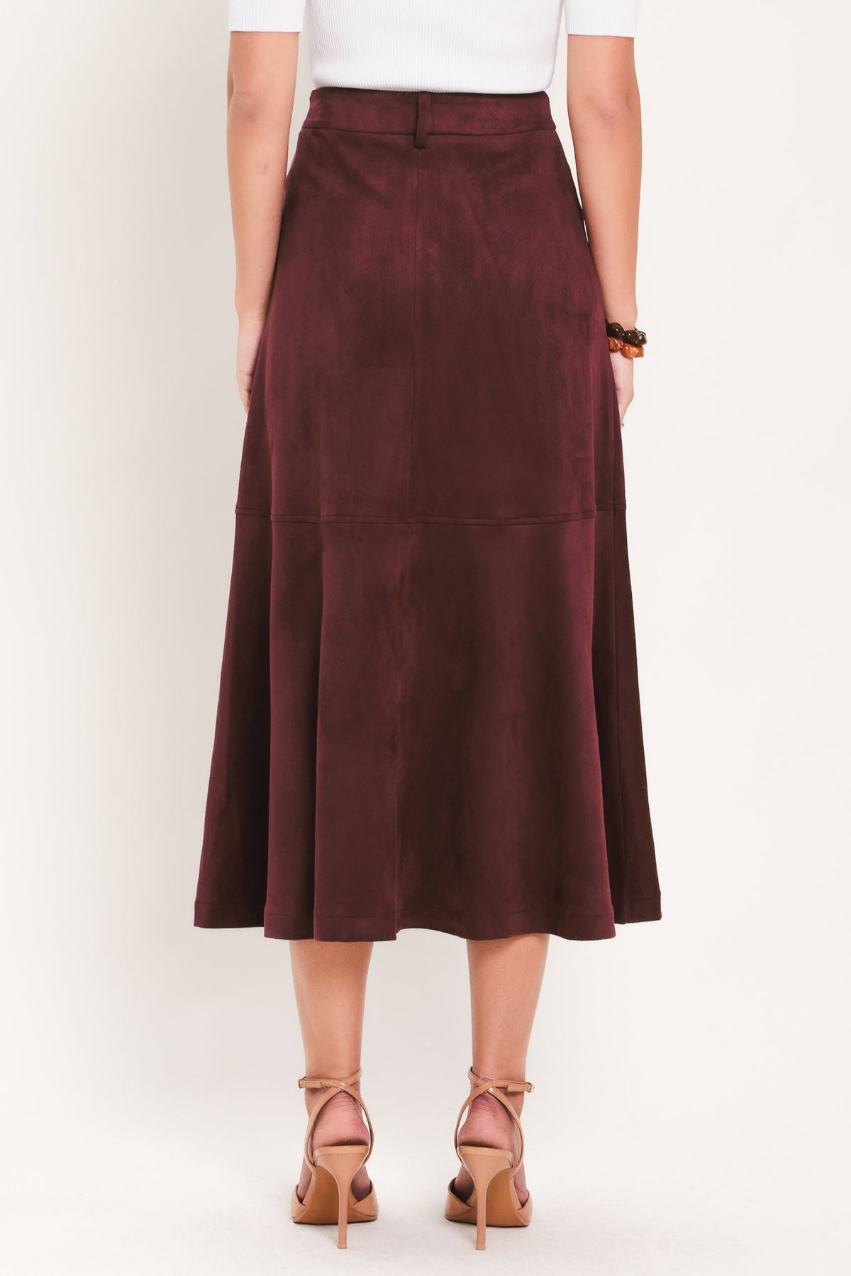 WINEBERRY MEADOW MUSE FAUX SUEDE MIDI SKIRT - Flying Tomato - Flyclothing LLC