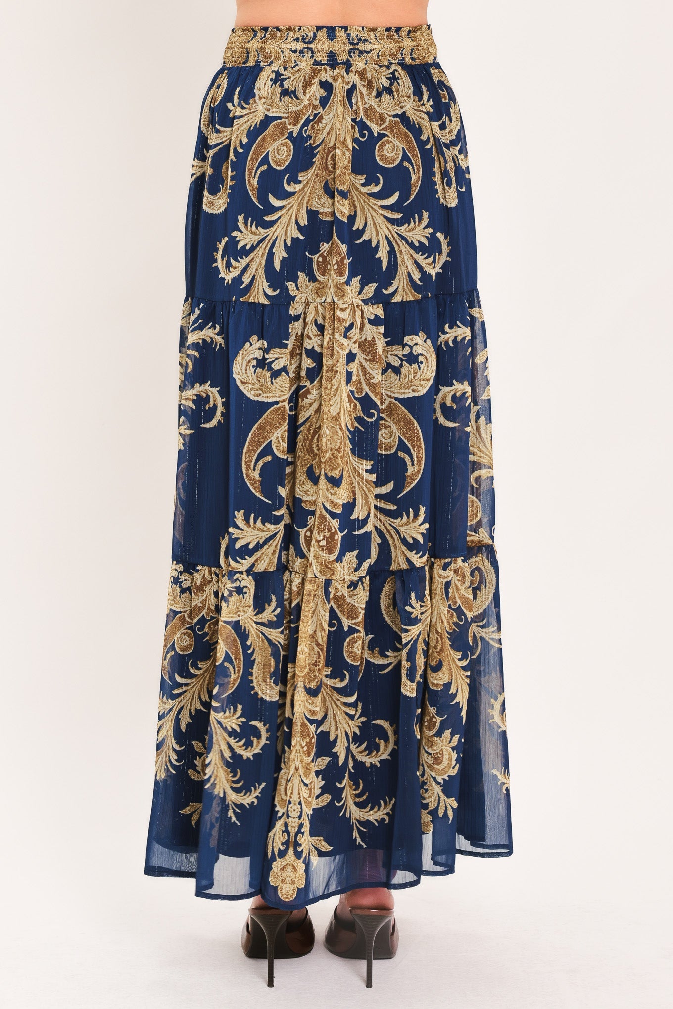 MIDNIGHT HERITAGE FLOW WOVEN MAXI SKIRT