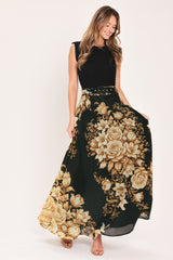 MOONLIT GARDEN PRINTED MAXI SKIRT