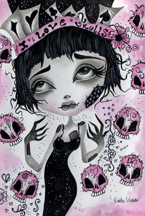 Black Market Art Company I Love Skulls Print