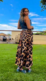 Baha Ranch Retro Pop Western Leopard Print Maxi Prairie Skirt - Baha Ranch Western Wear - Flyclothing LLC
