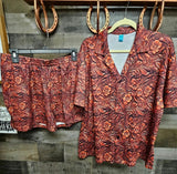 Baha Ranch Leather Floral Print Women's Pajama Set