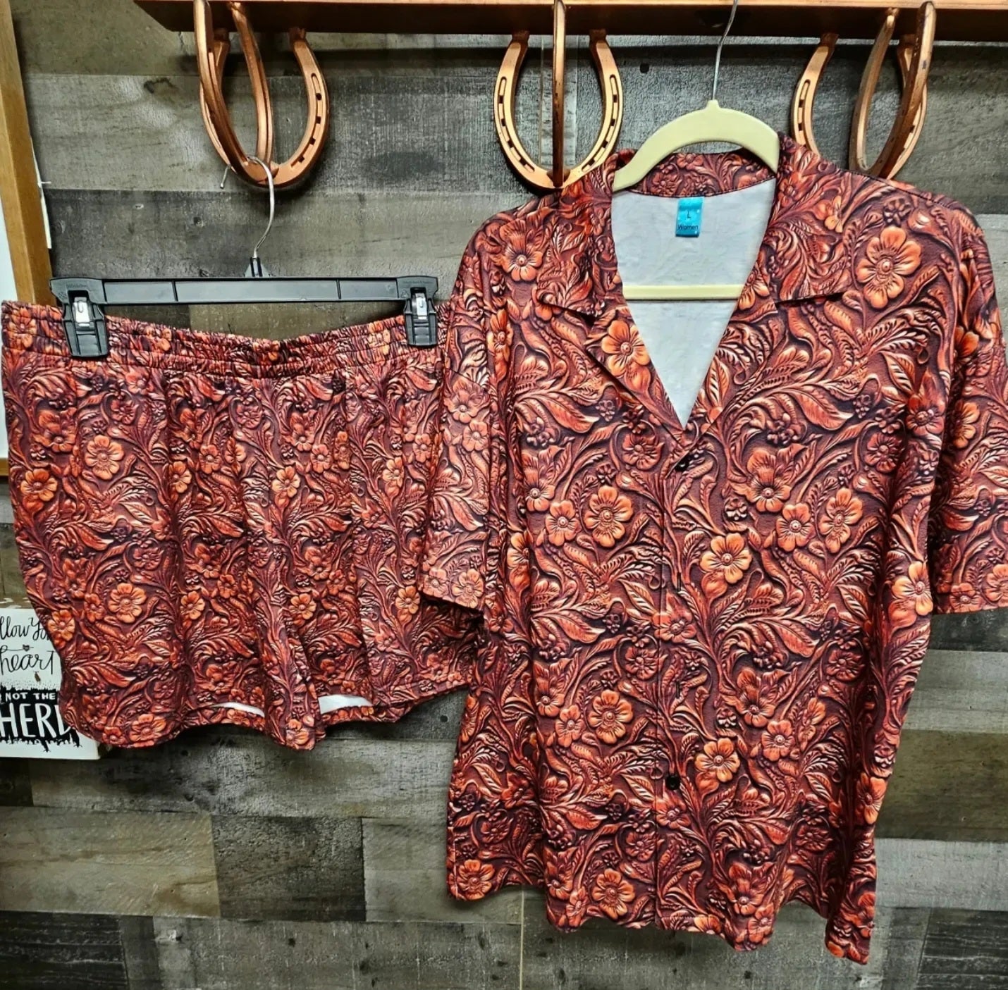 Baha Ranch Leather Floral Print Women's Pajama Set