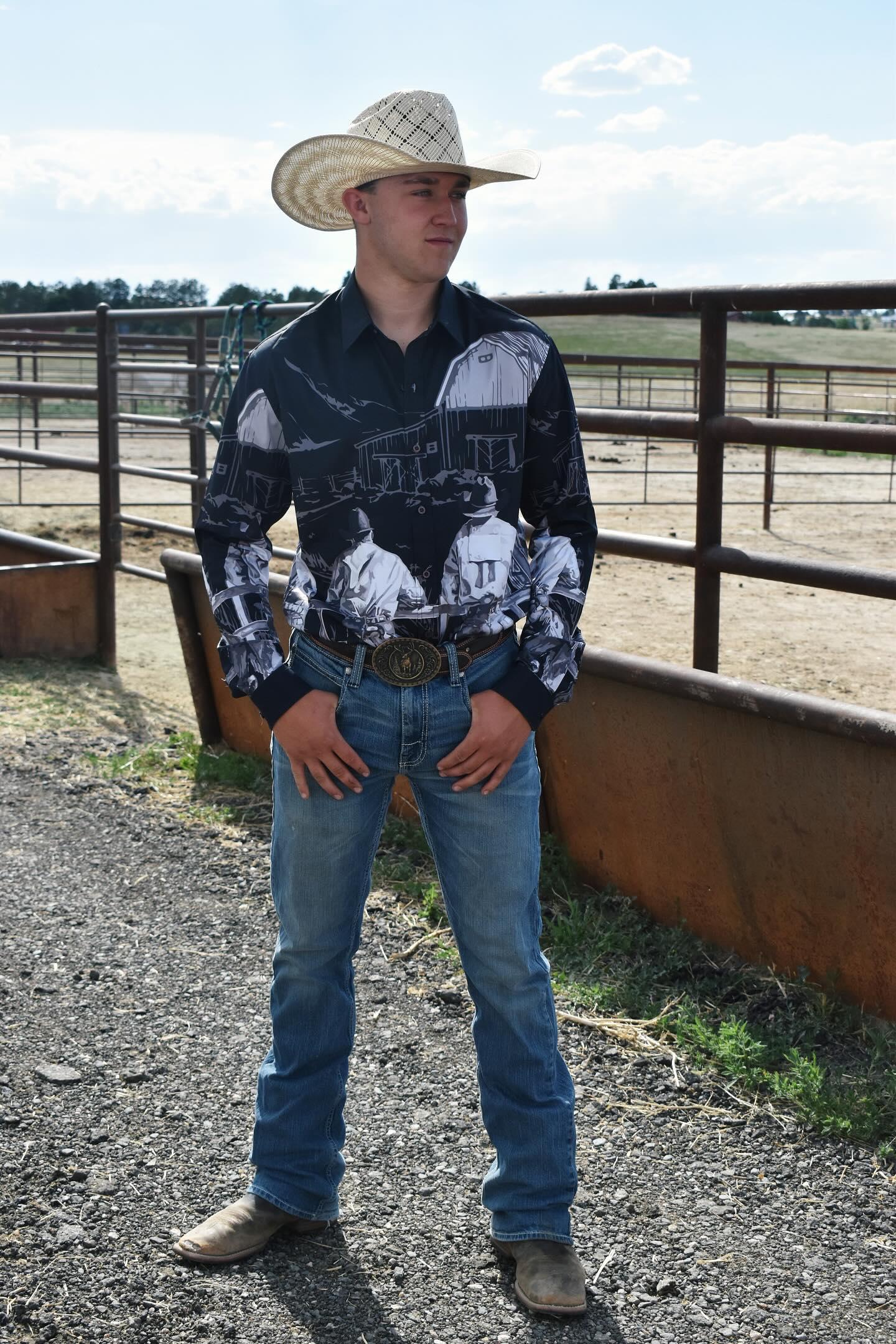 Baha Ranch Sepia Cowboy Ranch Long Sleeve Button Up Arena Shirt