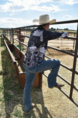 Baha Ranch Sepia Cowboy Ranch Long Sleeve Button Up Arena Shirt