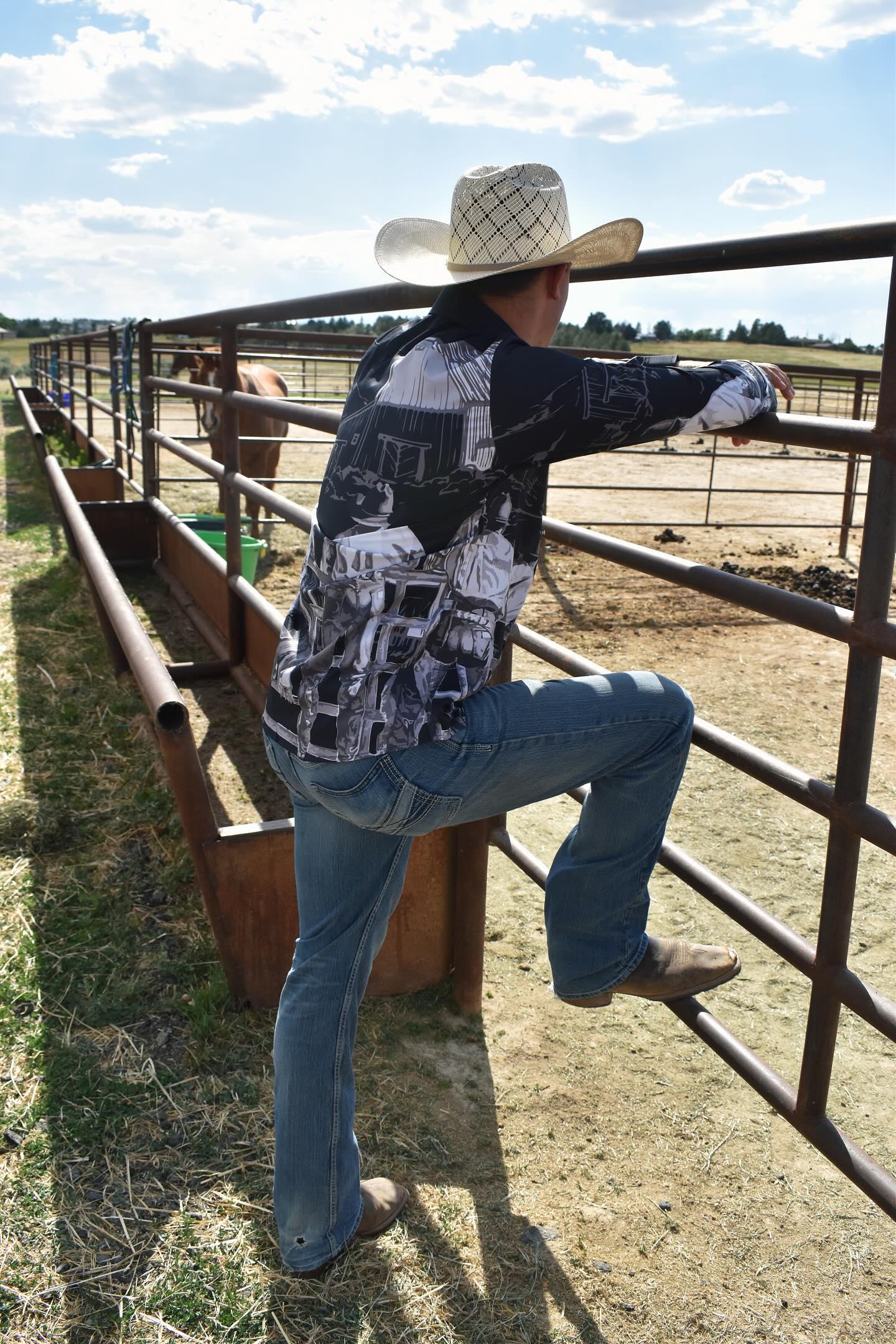 Baha Ranch Sepia Cowboy Ranch Long Sleeve Button Up Arena Shirt