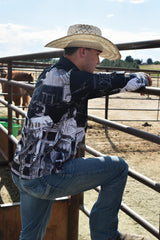 Baha Ranch Sepia Cowboy Ranch Long Sleeve Button Up Arena Shirt