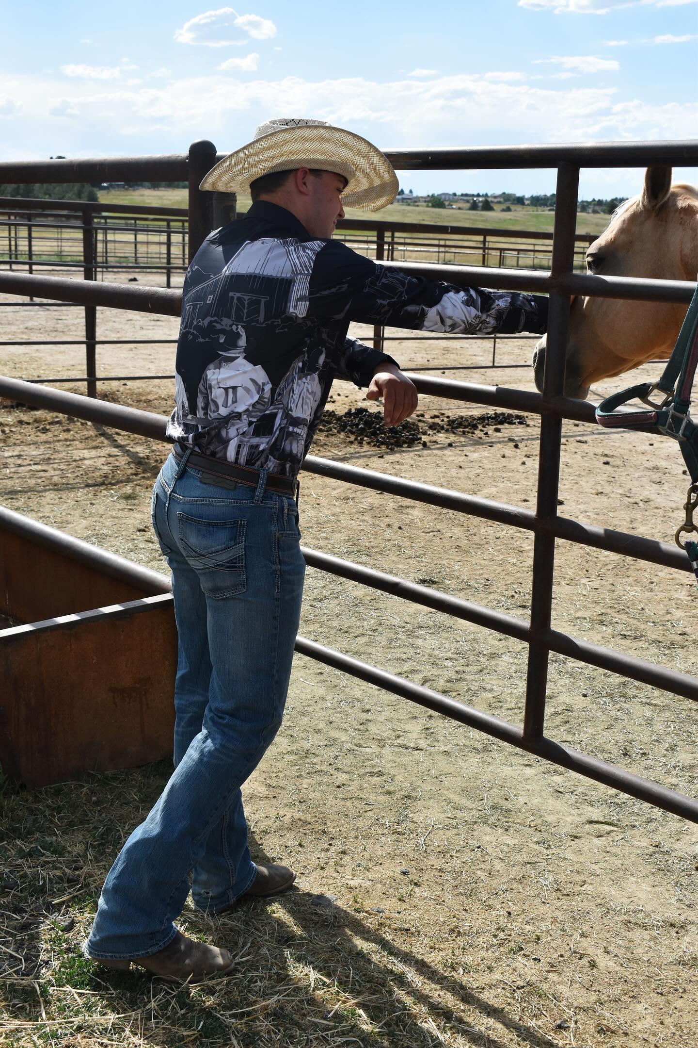 Baha Ranch Sepia Cowboy Ranch Long Sleeve Button Up Arena Shirt