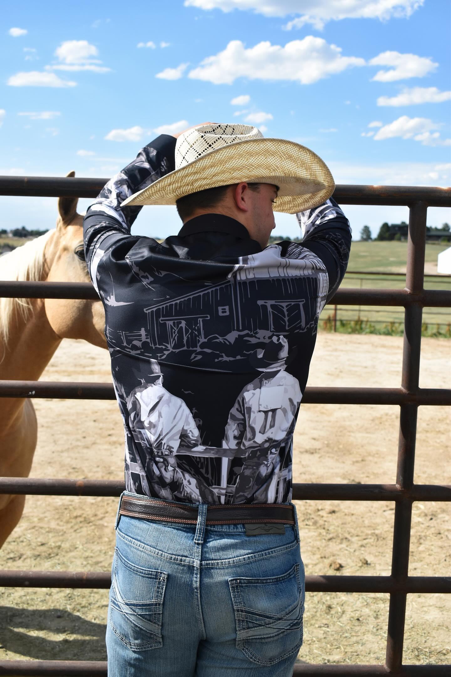 Baha Ranch Sepia Cowboy Ranch Long Sleeve Button Up Arena Shirt