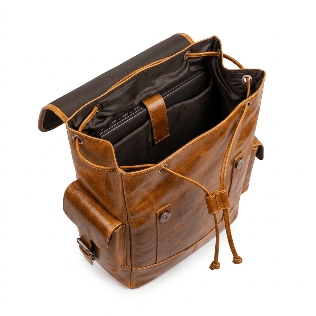 Earthen Leather Laptop Backpack, Luxury Leather - Classy Leather Bags - Flyclothing LLC