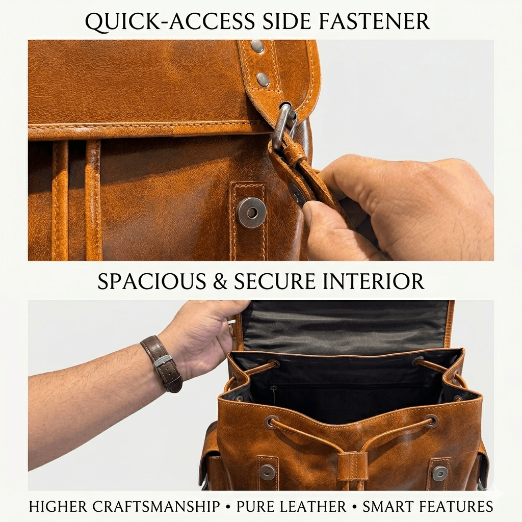 Earthen Leather Laptop Backpack, Luxury Leather - Classy Leather Bags - Flyclothing LLC