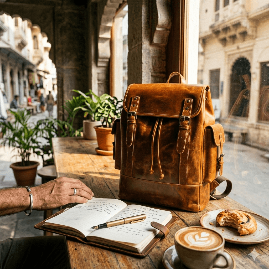 Earthen Leather Laptop Backpack, Luxury Leather - Classy Leather Bags - Flyclothing LLC