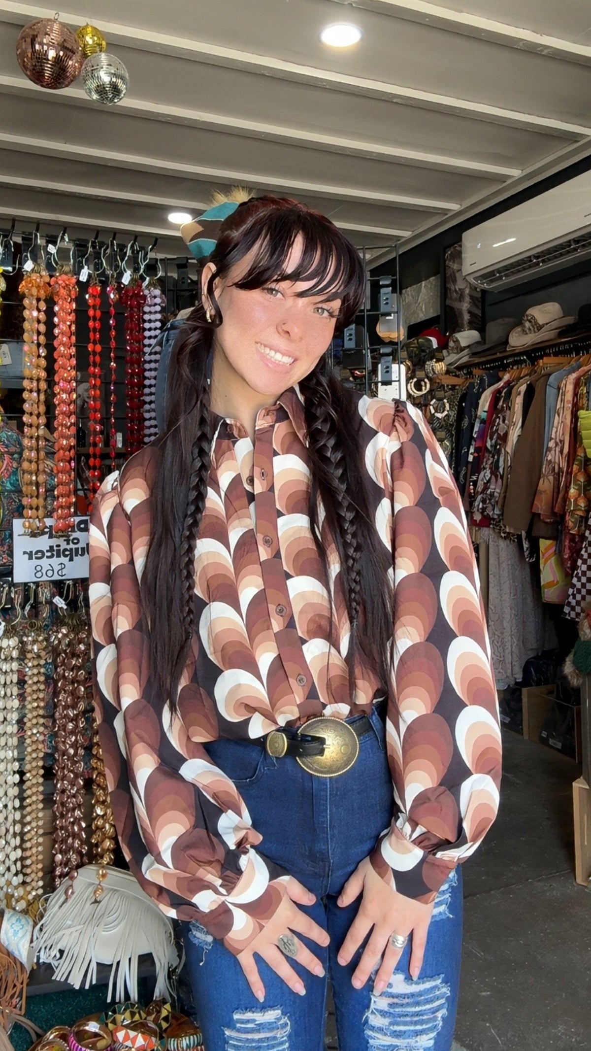 Love Calling Retro Heart Button Up Blouse - Lil Bee's Bohemian - Flyclothing LLC