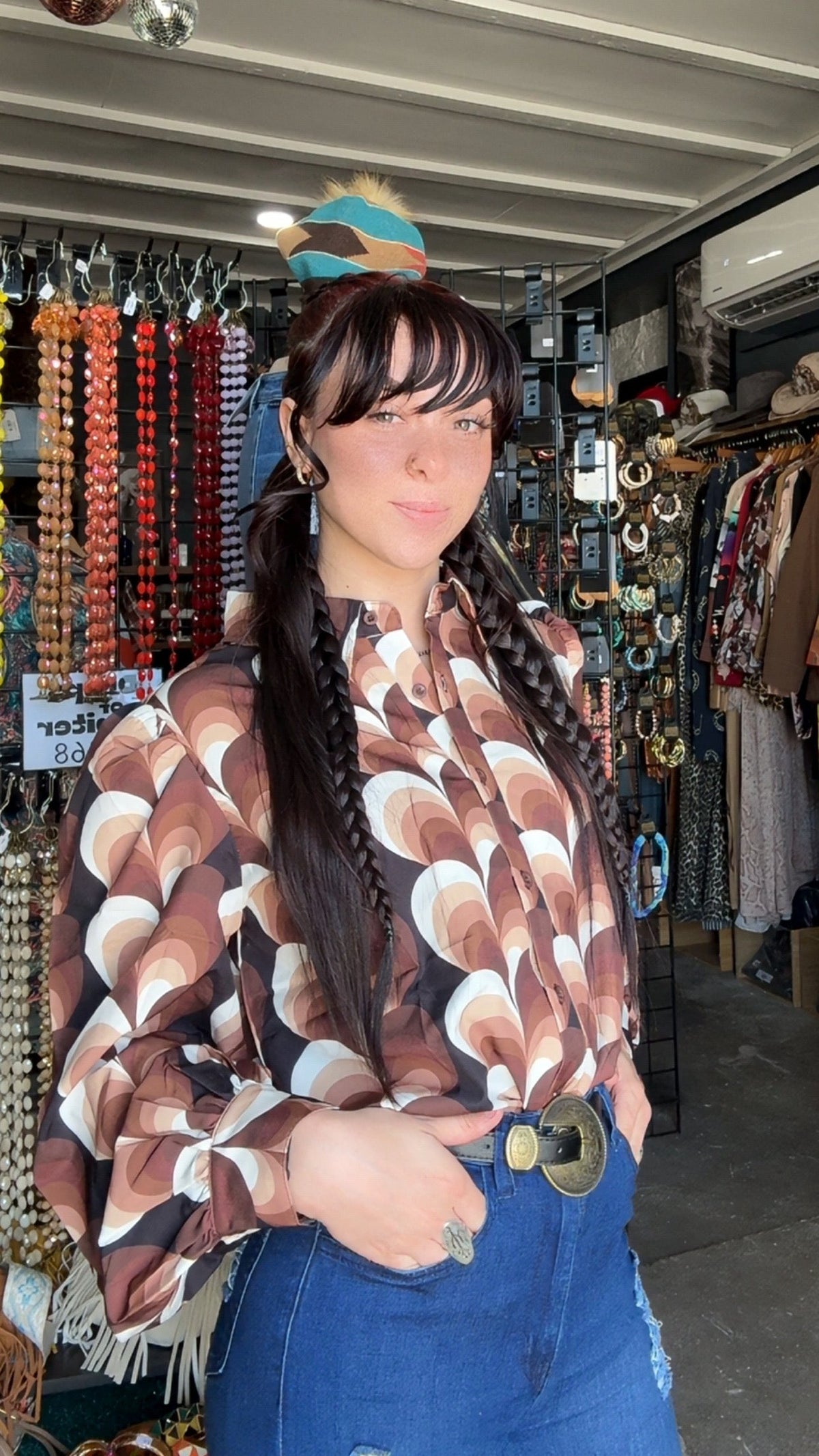 Love Calling Retro Heart Button Up Blouse - Lil Bee's Bohemian - Flyclothing LLC