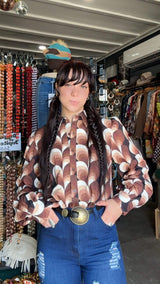 Love Calling Retro Heart Button Up Blouse - Lil Bee's Bohemian - Flyclothing LLC