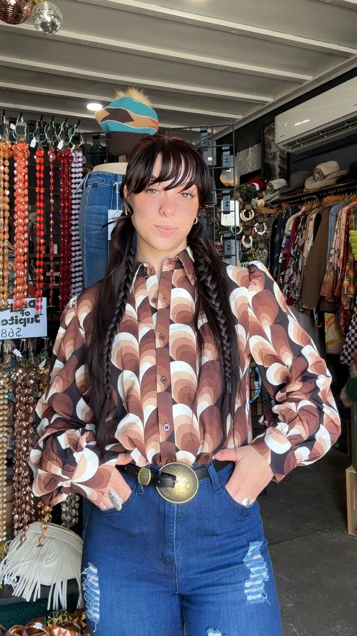 Love Calling Retro Heart Button Up Blouse - Lil Bee's Bohemian - Flyclothing LLC