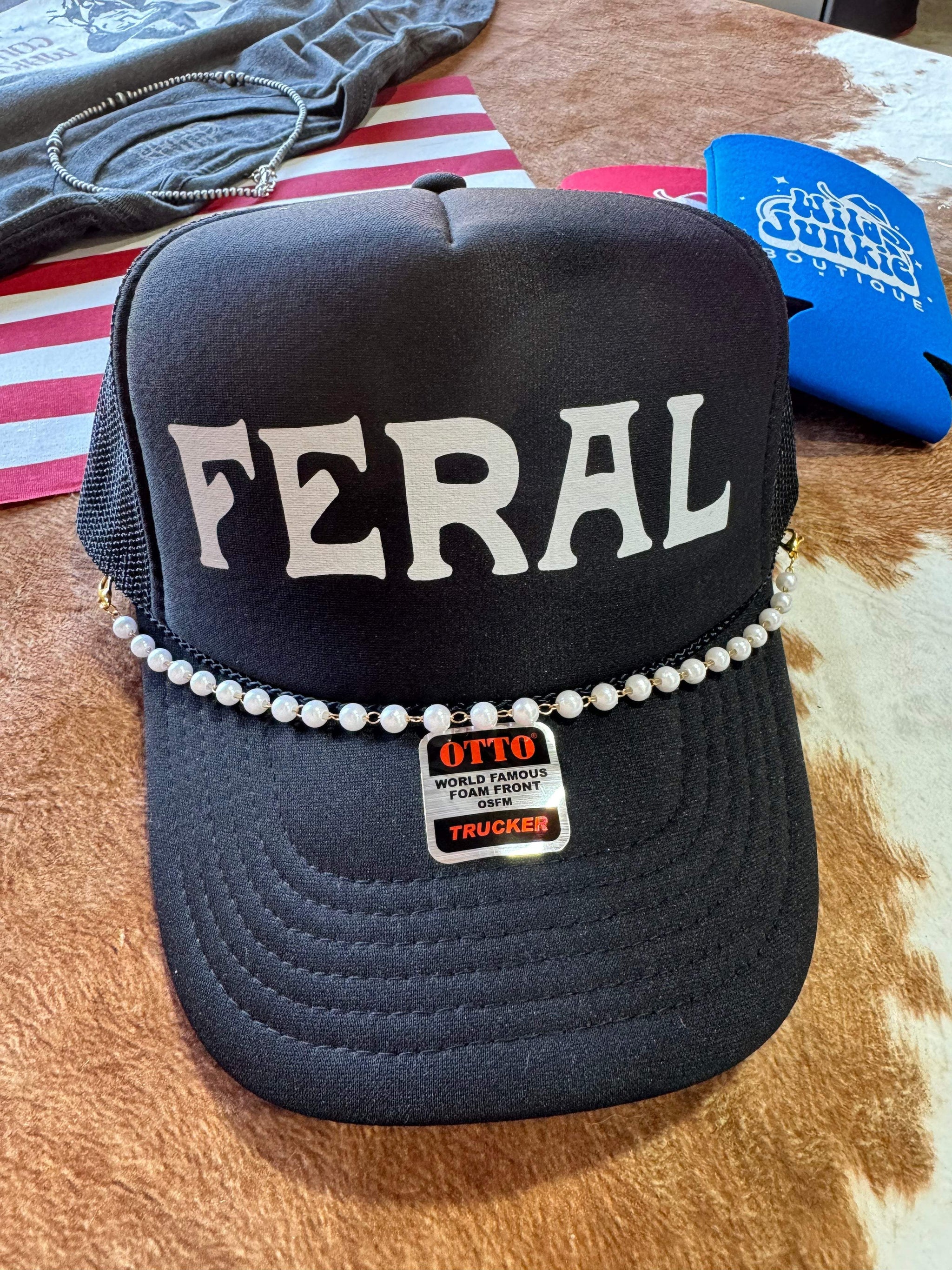 Faux Pearl Trucker Hat Chain - Wild Junkie - Flyclothing LLC