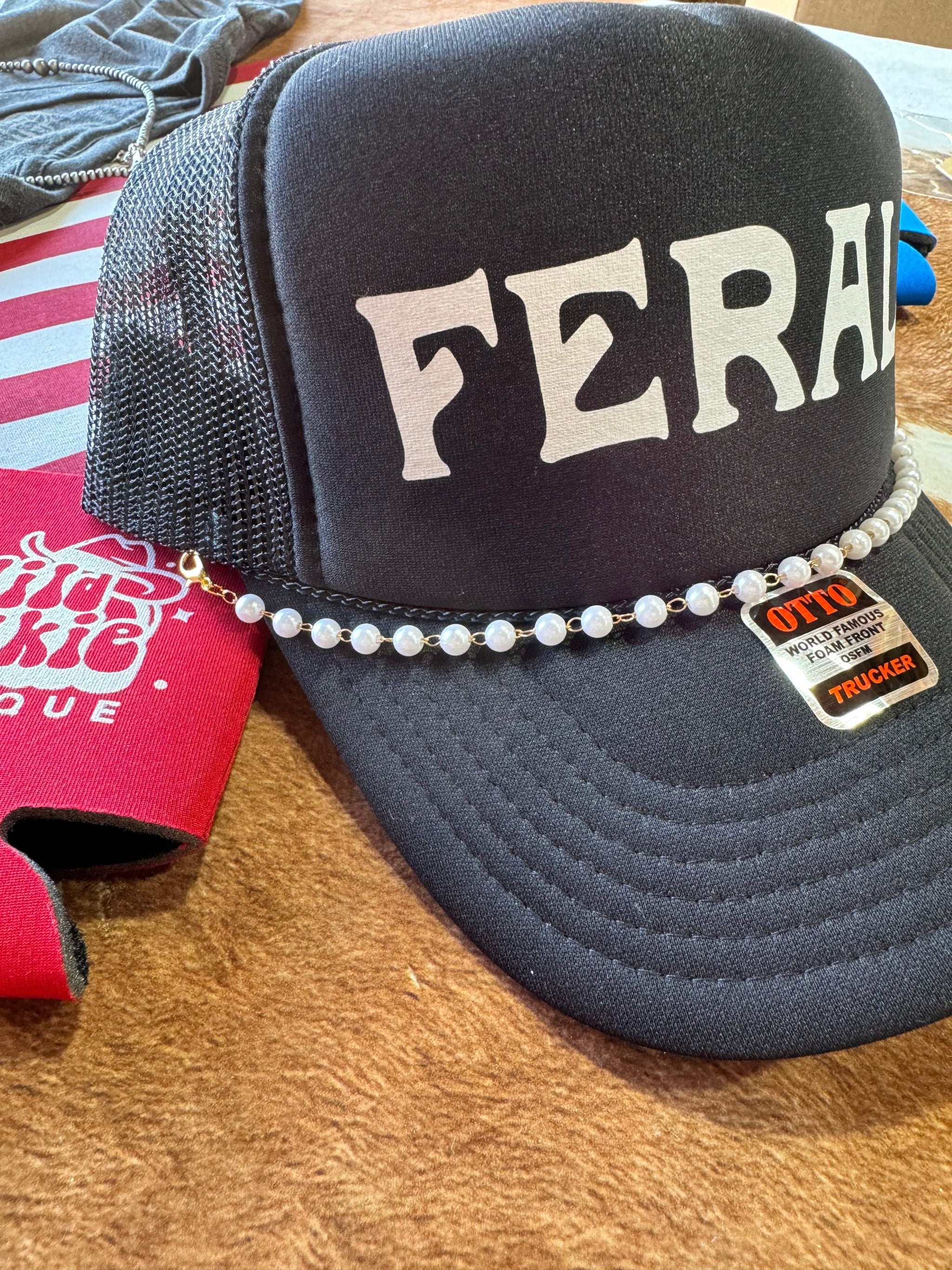 Faux Pearl Trucker Hat Chain - Wild Junkie - Flyclothing LLC