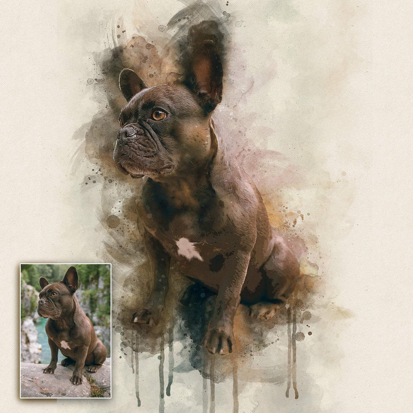 Pet Watercolor Portrait Custom Wall Art - Tailored Canvases - Flyclothing LLC