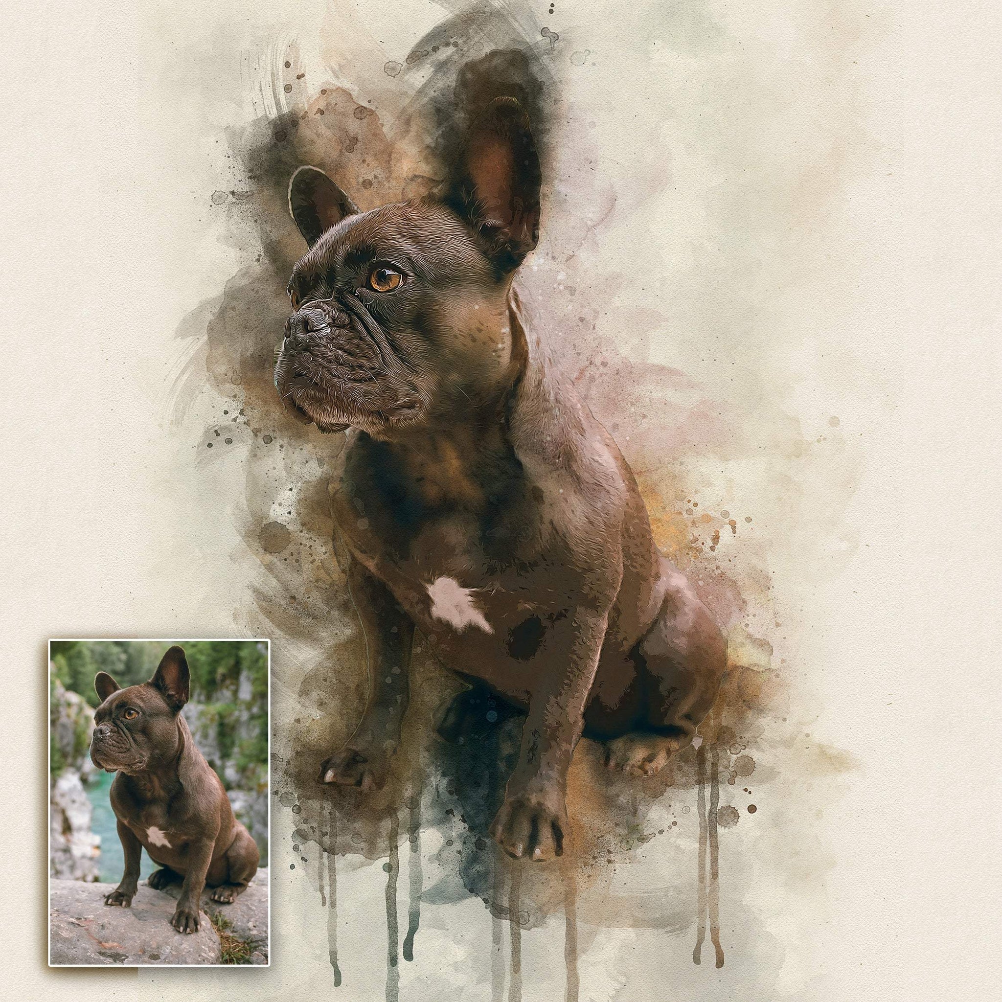 Pet Watercolor Portrait Custom Wall Art - Tailored Canvases - Flyclothing LLC