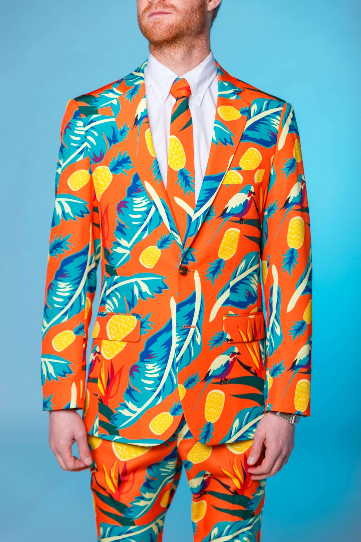The Cruise Ship Casanova | Orange Hawaiian Suit - Shinesty - Flyclothing LLC
