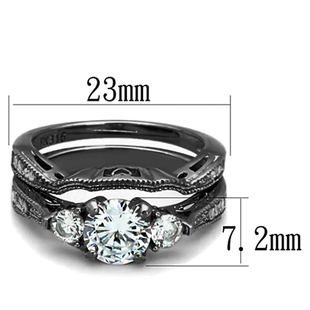 Alamode Jewelry TK1W002B High polished no plating Stainless Steel Ring with AAA Grade CZ in Clear