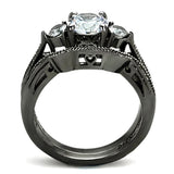 Alamode Jewelry TK1W002B High polished no plating Stainless Steel Ring with AAA Grade CZ in Clear