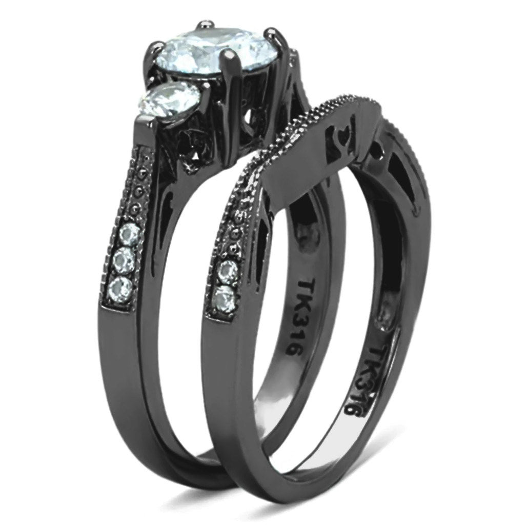 Alamode Jewelry TK1W002B High polished no plating Stainless Steel Ring with AAA Grade CZ in Clear