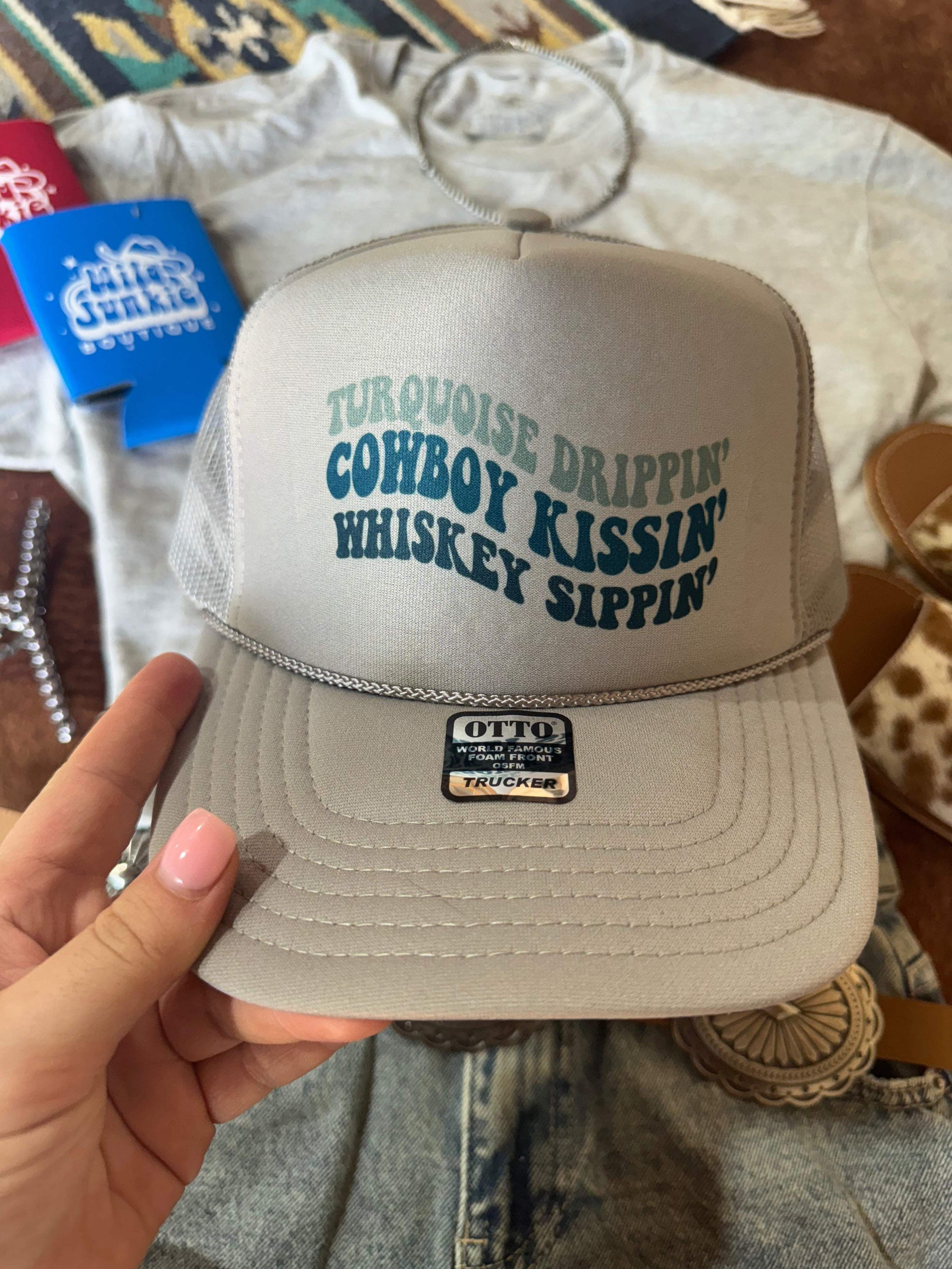 Turquoise Drippin' Trucker Hat - Wild Junkie - Flyclothing LLC