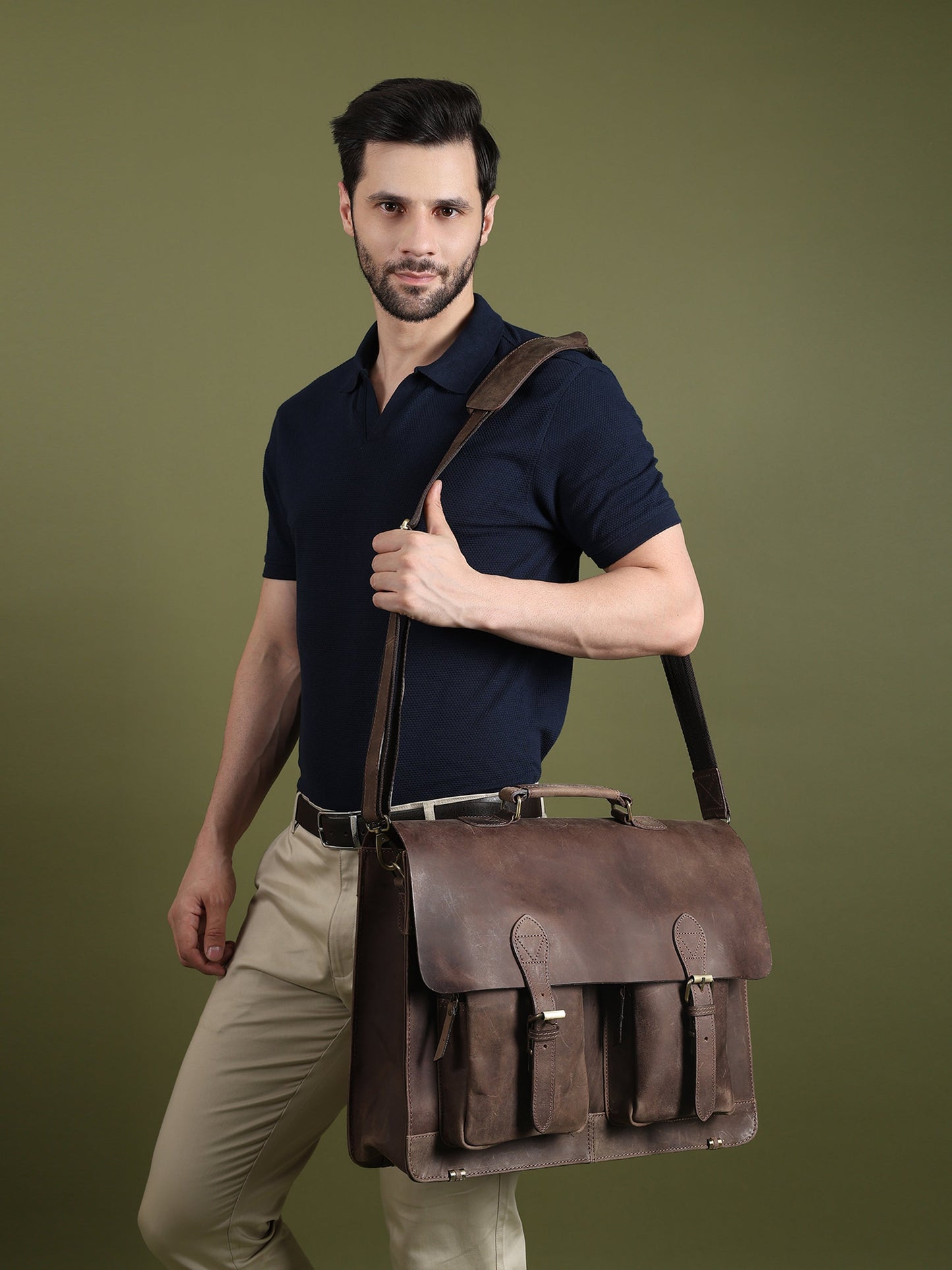 Buffalo Leather Messenger Bag - Classy Leather Bags - Flyclothing LLC