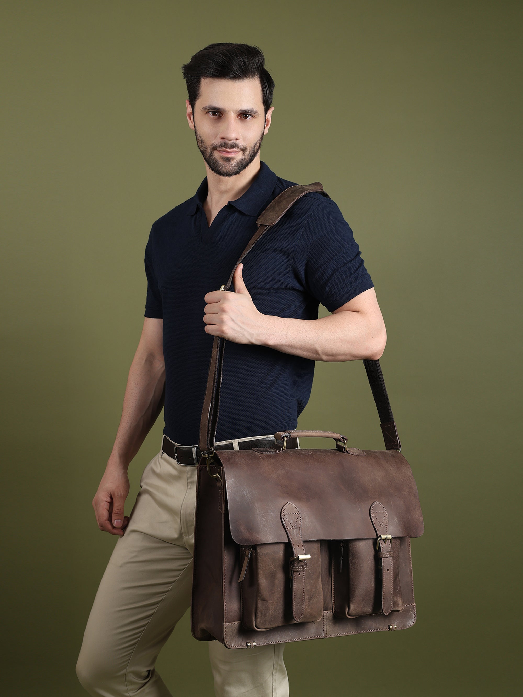 Buffalo Leather Messenger Bag - Classy Leather Bags - Flyclothing LLC