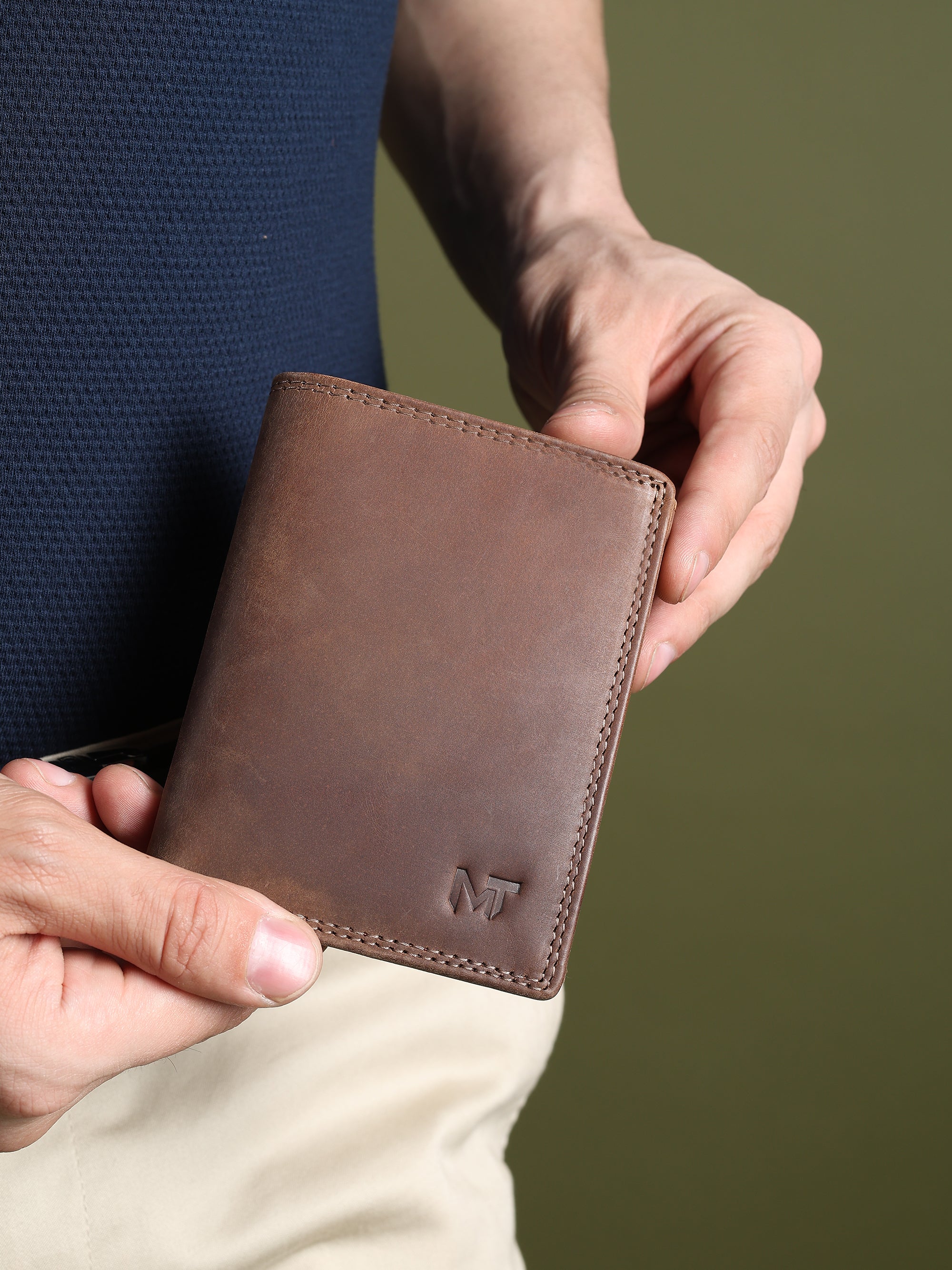 Buffalo Leather Men's Wallet - Vertical - Classy Leather Bags - Flyclothing LLC